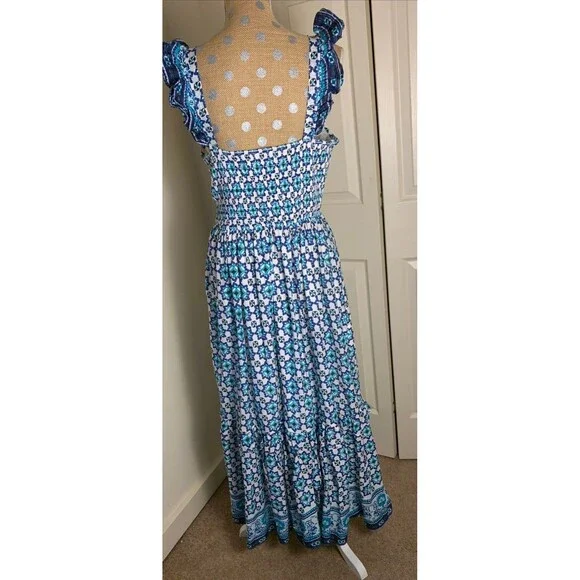 Lucky Brand Maxi Dress XL Cotton Ruffle Resort Summer 100% Cotton Boho Beach - Picture 11 of 16